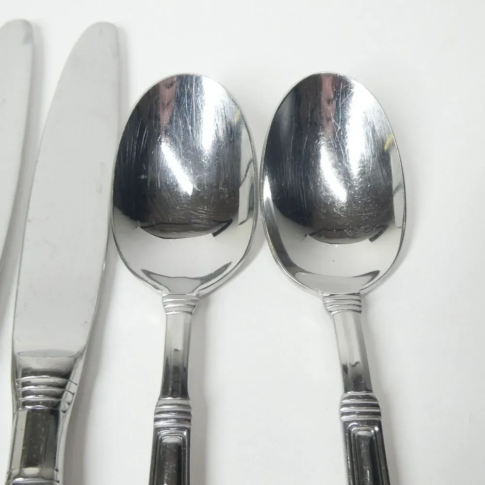 Pfaltzgraff Providence 4pc Flatware Lot Soup Spoons Knives Stainless